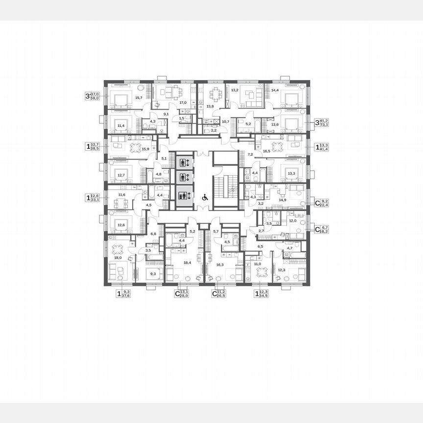 1-к. квартира, 37,3 м², 16/25 эт.
