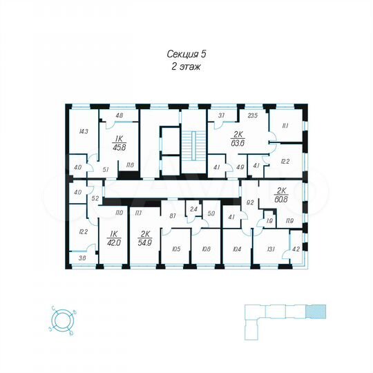 2-к. квартира, 63,6 м², 2/24 эт.