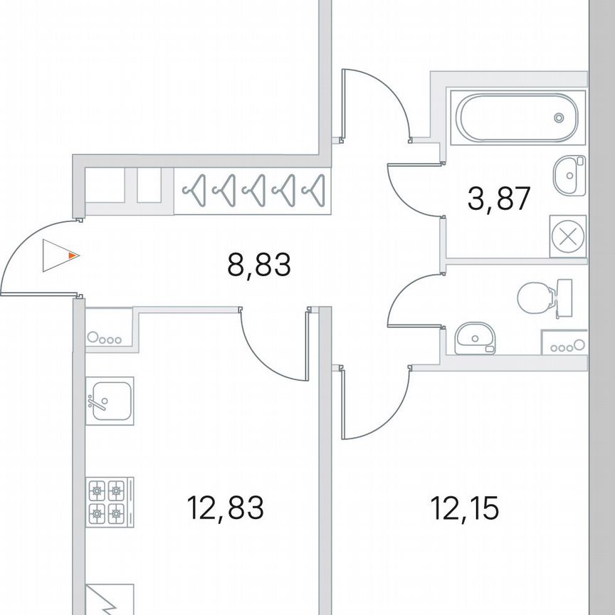 2-к. квартира, 54,1 м², 2/5 эт.