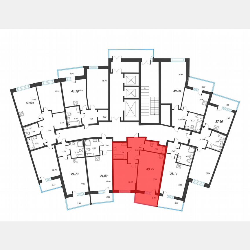 1-к. квартира, 46,4 м², 7/22 эт.