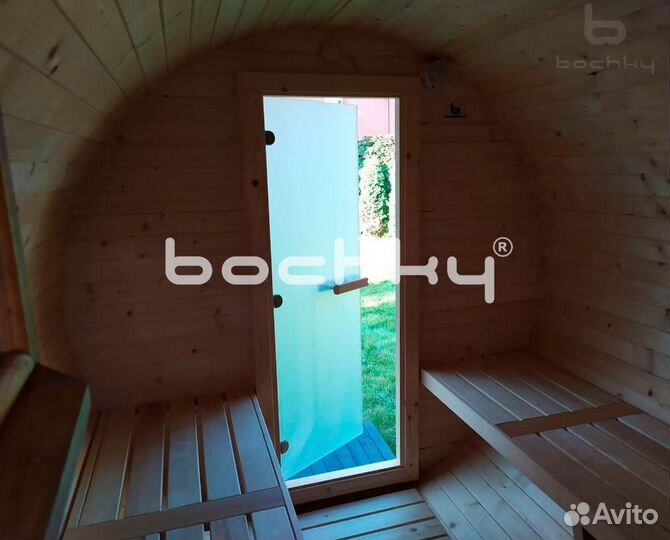 Мобильная баня 2х1,36 метра круглая с гарантией