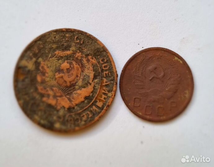 Монеты ранние советы 2 коп 1924, 10 коп 1936