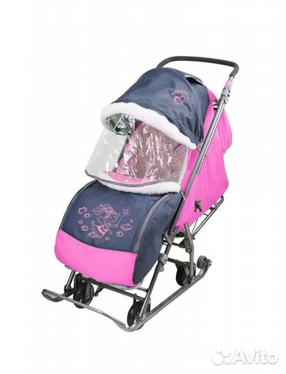 Детские санки коляска с колесами