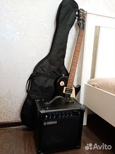 Epiphone les paul 100 ebony + комбик yamaha GA15II