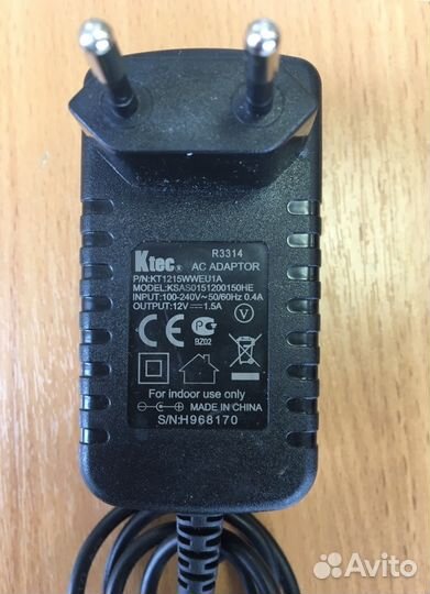 Адаптер питания сетевой Ktec 12 В, 1, А, 18 Вт