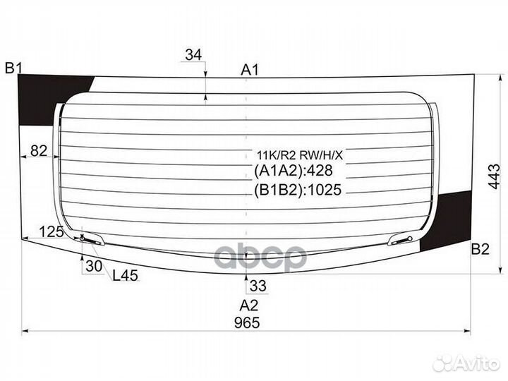 Стекло заднее с обогревом subaru R2 03-10 11K/R