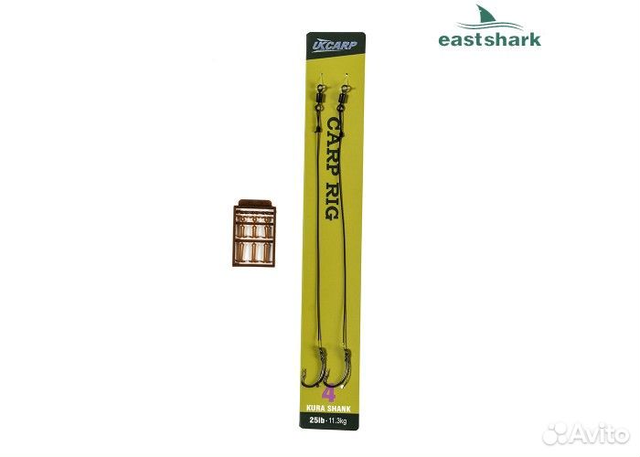 Поводок карповый 25 lb №4 за 2шт с волосом стопор