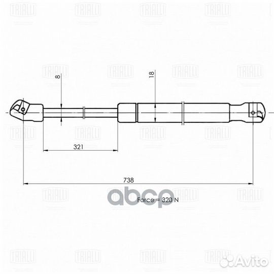 Упор газовый (амортизатор) капота GS 1831 Trialli