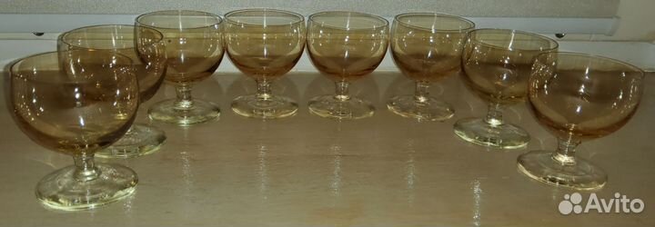 8 шт Фужеры бокалы Рюмки Цветное стекло СССР