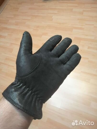 Мужские кожаные перчатки зимние