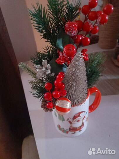 Новогодняя композиция в чашке