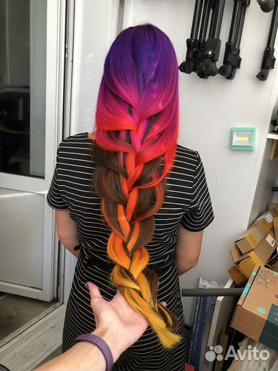 Яркое окрашивание, блонд, выход из чёрного