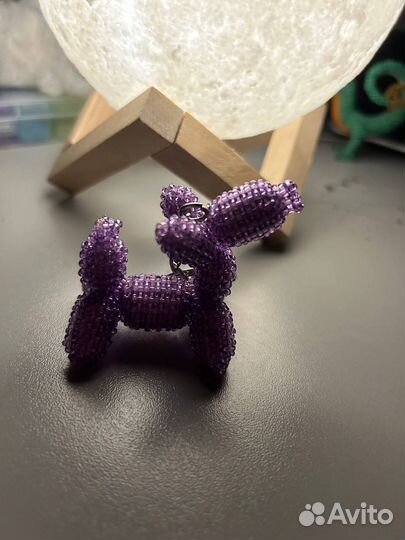 Брелок амигуруми собака из бисера