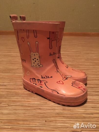 Сапоги резиновые 24 розовые зайки
