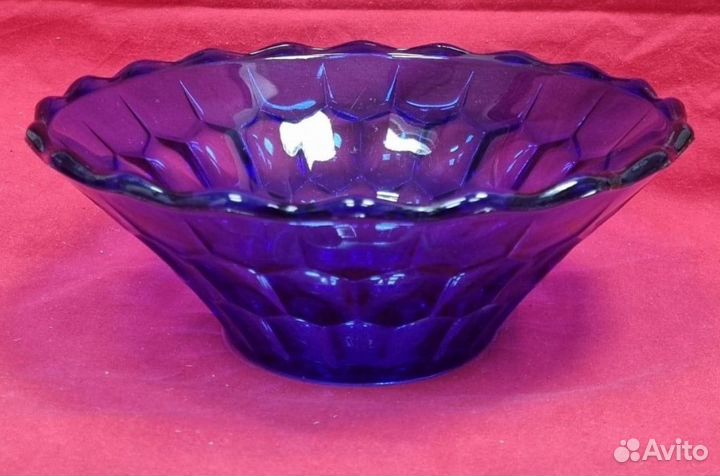 Салатник Фруктовница синее стекло винтаж СССР 70-е