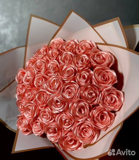 Букет из атласных лент на заказ. Синий в наличии