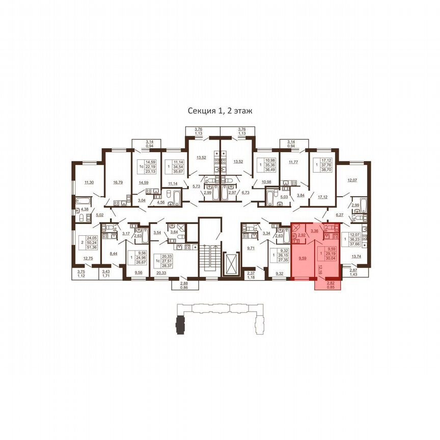 1-к. квартира, 30 м², 2/6 эт.