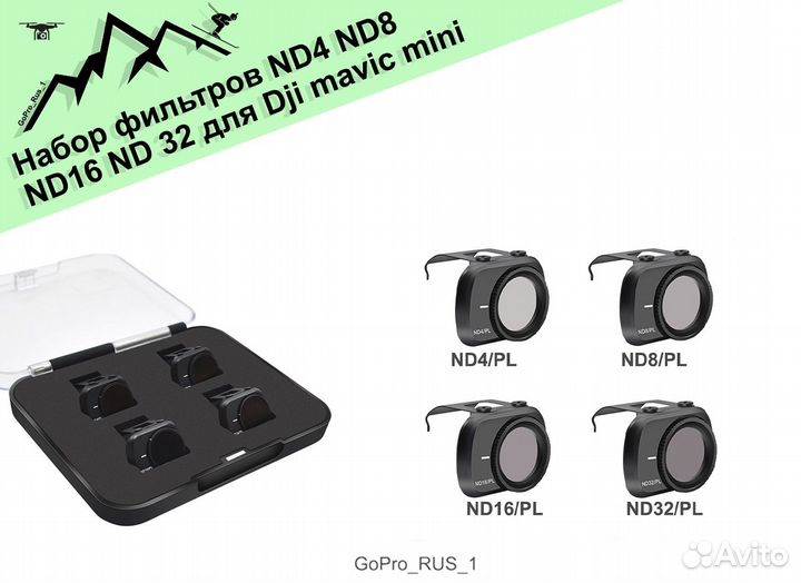 Набор фильтров ND4 ND8 ND16 ND 32 для Dji mavic mi