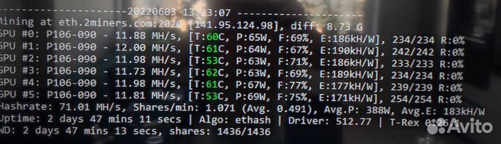 Видеокарта для майнинга Nvidia P106-090 6 gb