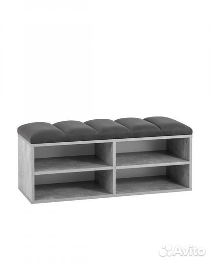 Обувница Хольст 2 серая велюр тёмно-серый