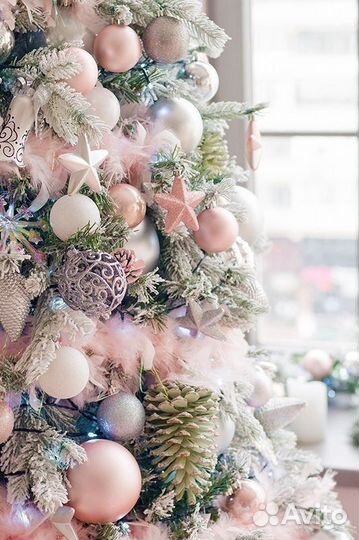 Ёлочные шары розово-сиреневые 30 шт. одним лотом