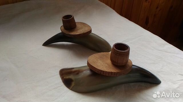 Подсвечники из рога быка. Винтаж