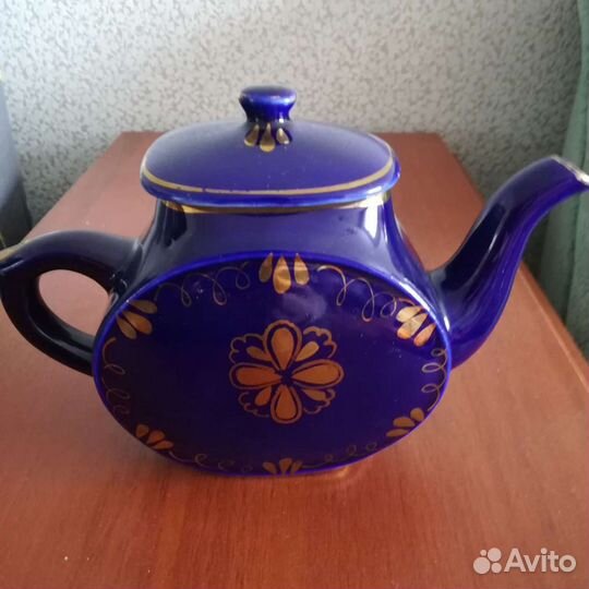 Заварочный чайник и бокал кобальт СССР