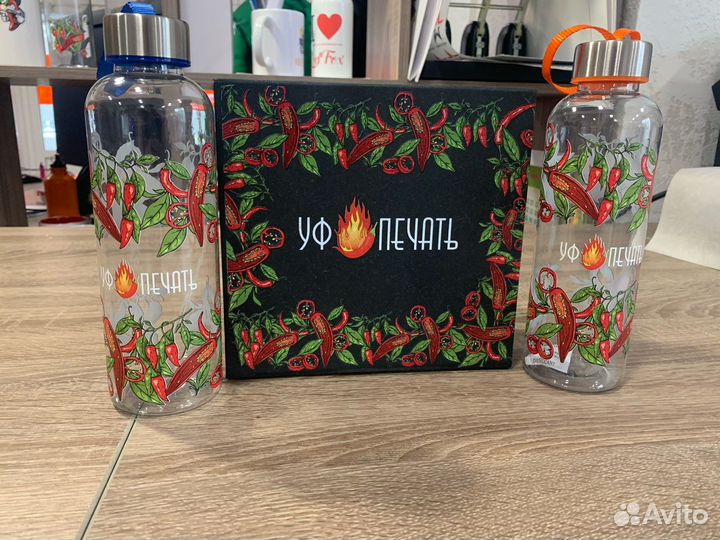 Уф печать на бутылках, термокружках, термосах