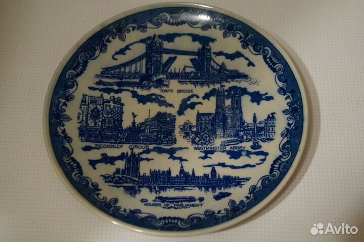 Тарелка декоративная (Англия) (фарфор, кобальт)