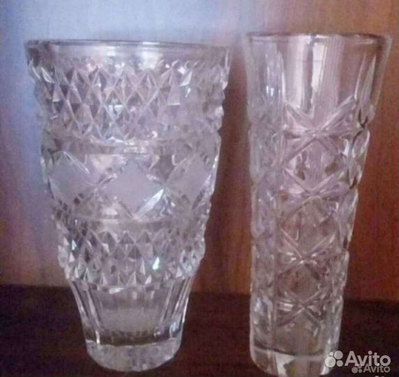 Вазы (5шт) Хрусталь, Цвет.стекло (20-40см) СССР От