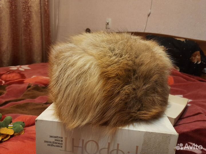 Натуральная лисья шапка мужская