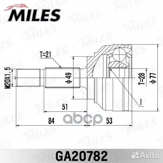 Шрус renault logan 04-нар. ga20782 Miles