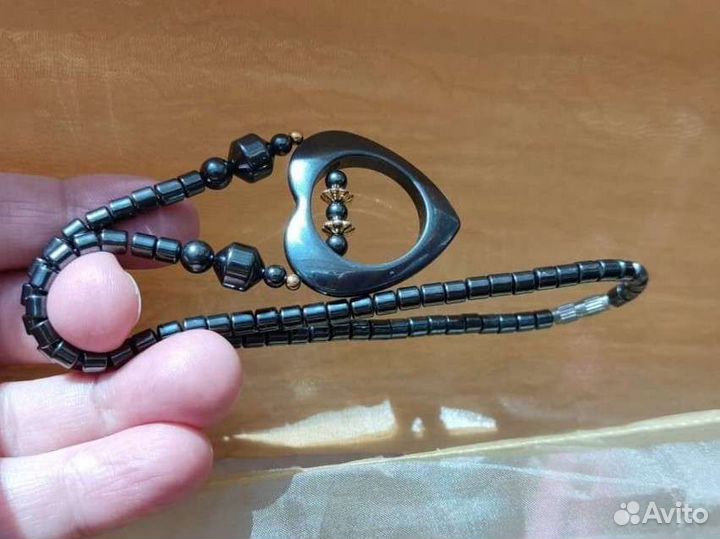 Колье бусы гематит