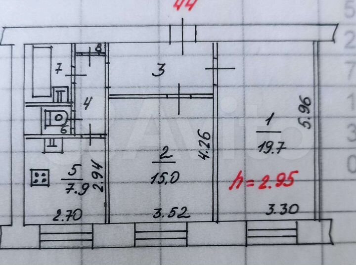 2-к. квартира, 55 м², 5/5 эт.