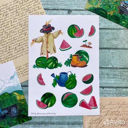 Наклейки с арбузами. Стикерпак. Арбузы