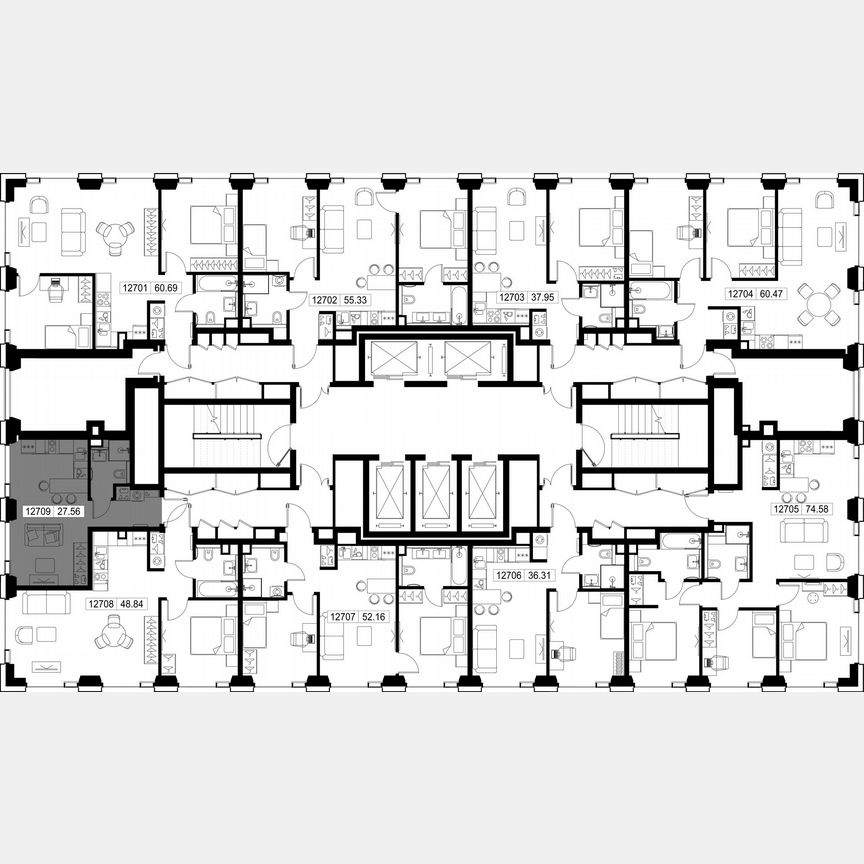 Квартира-студия, 27,6 м², 27/52 эт.