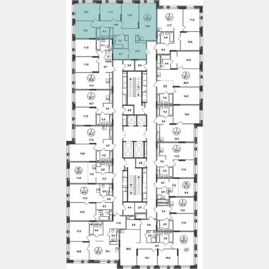 4-к. квартира, 102,4 м², 10/20 эт.