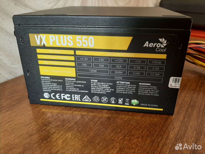 Блок питания aerocoolмодельvx plus 550W