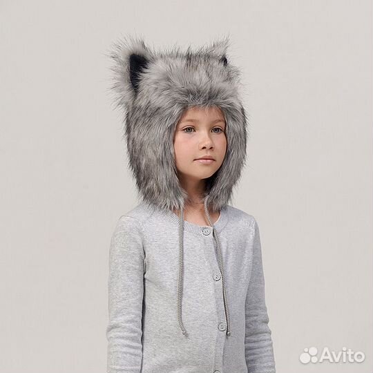 Детская зверошапка Серый Волк-мини. Волкошапка