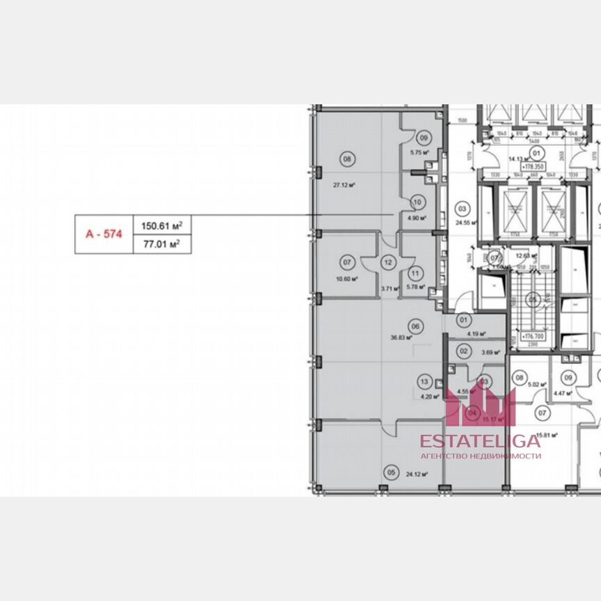 Своб. планировка, 150 м², 54/54 эт.