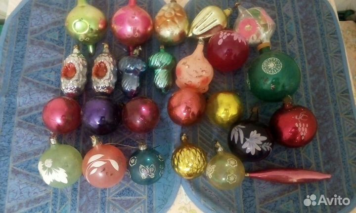 Набор стеклянных игрушек периода СССР-25 шт