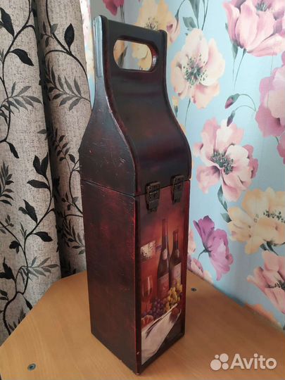 Коробка деревянная сувенирная для бутылки