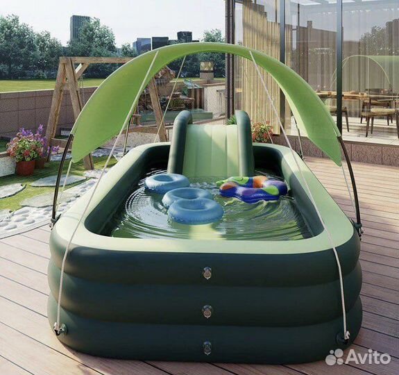 Детский надувной бассейн с горкой