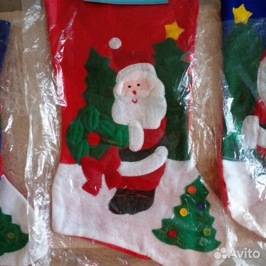 Носок новогодний для декора и подарков