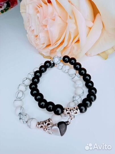 Парные браслеты из камня на магните