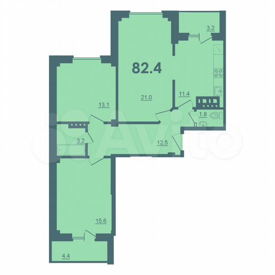 3-к. квартира, 82,4 м², 1/9 эт.