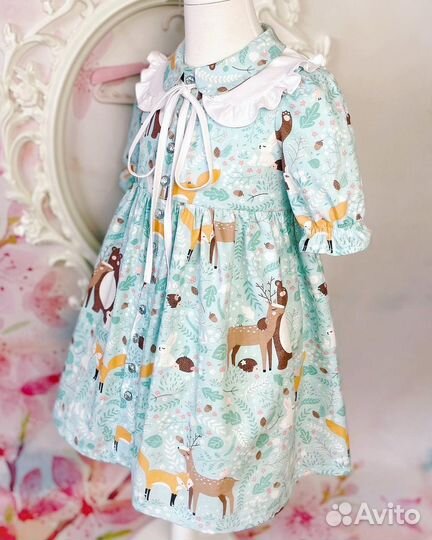 Платье для девочки с воротничком, размер 104