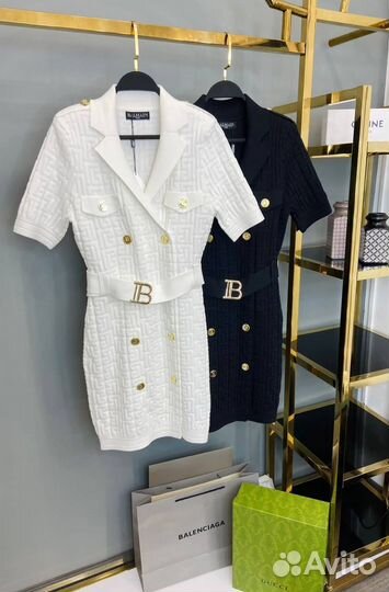 Стильное платье Balmain черное, белое