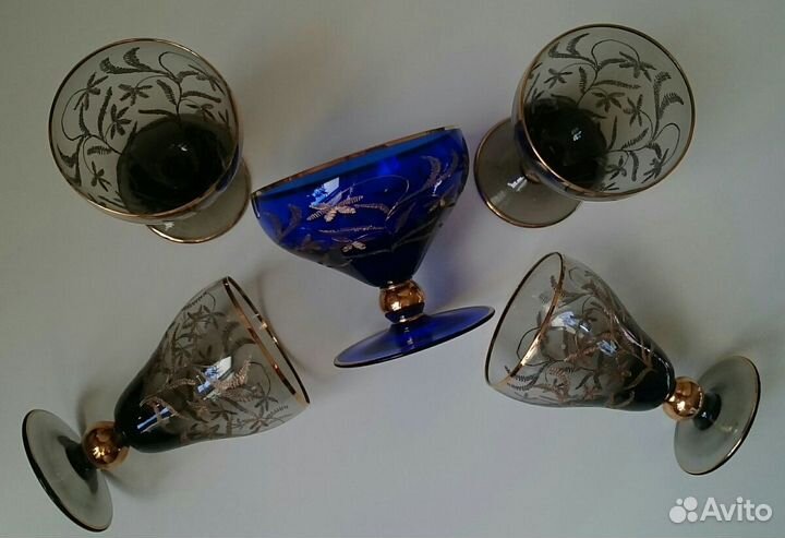 Винтаж Цветное стекло Богемия Чехословакия