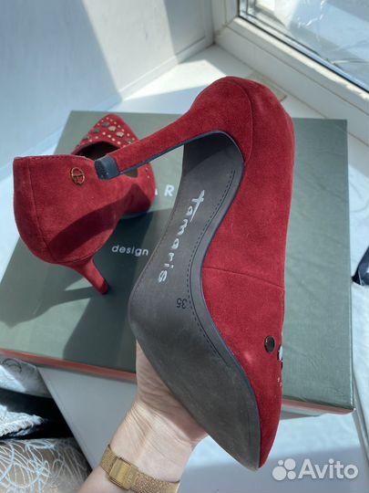 Бордовые замшевые туфли лодочки 35р